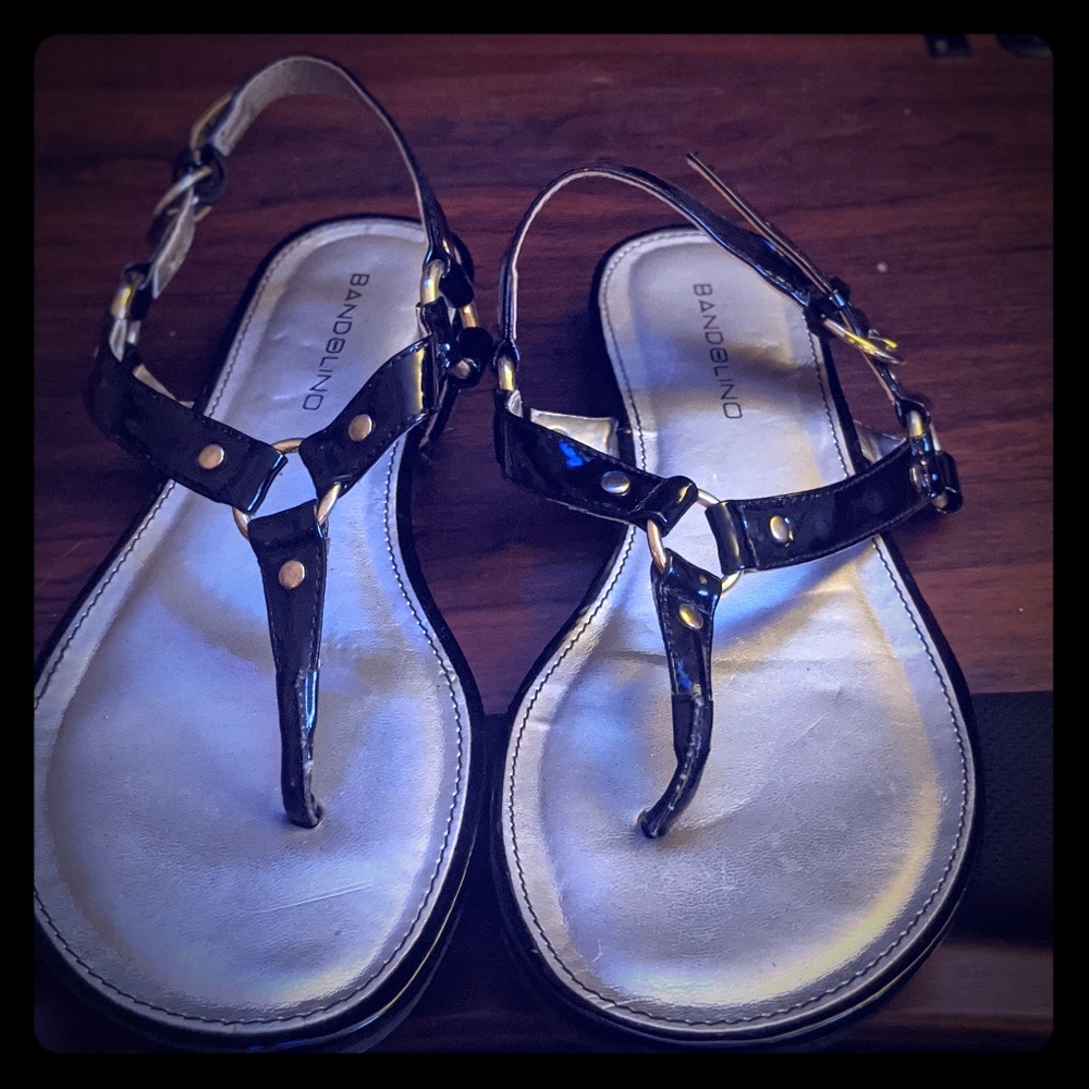 Women's Black and Gold Sandal